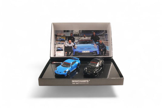 Porsche 911 (992) GT3 – 2021 - 2 CAR SET – BLUE/BLACK ‼️LIMITED EDITION 525 pieces‼️ MINICHAMPS 1:43