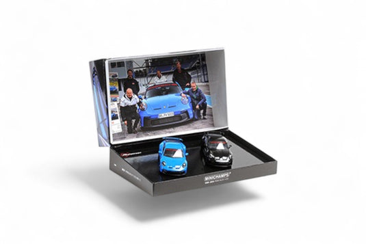 Porsche 911 (992) GT3 – 2021 - 2 CAR SET – BLUE/BLACK ‼️LIMITED EDITION 525 pieces‼️ MINICHAMPS 1:43