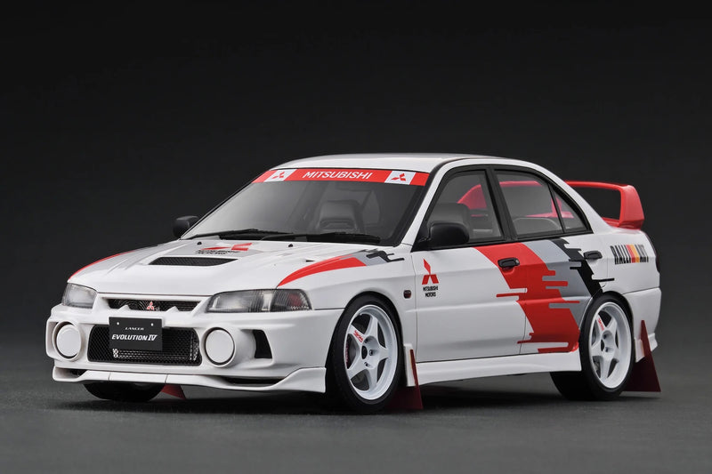 Chargez l'image dans la visionneuse de la galerie, MITSUBISHI LANCER EVOLUTION IV (CN9A) BLANC/ROUGE IGNITION MODEL 1:18
