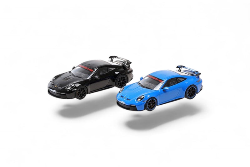 Load image into Gallery viewer, Porsche 911 (992) GT3 – 2021 - 2 CAR SET – BLUE/BLACK ‼️LIMITED EDITION 525 pieces‼️ MINICHAMPS 1:43
