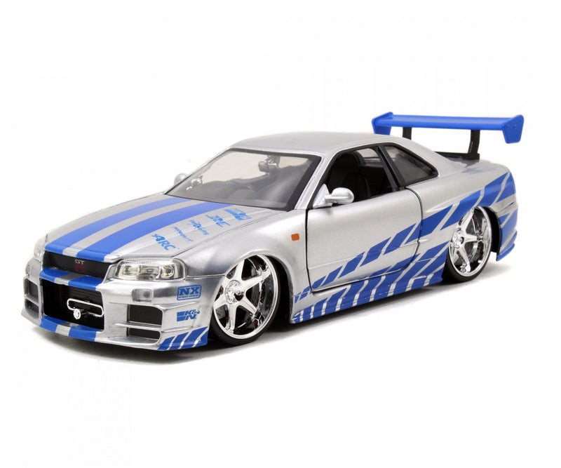 Load image into Gallery viewer, Fast &amp; Furious Nissan SKYLINE GT-R 2002 Grey/Blue JADA 1:24

