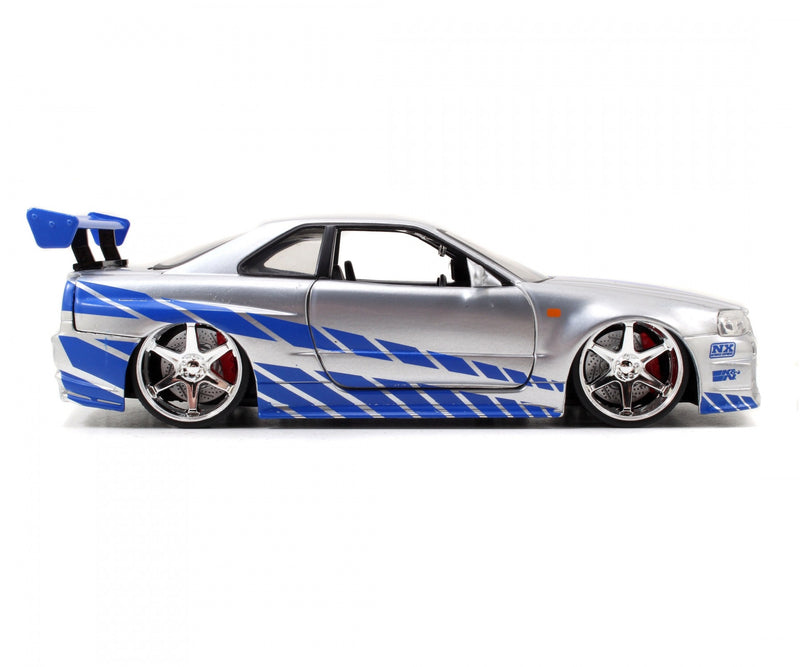 Load image into Gallery viewer, Fast &amp; Furious Nissan SKYLINE GT-R 2002 Grey/Blue JADA 1:24
