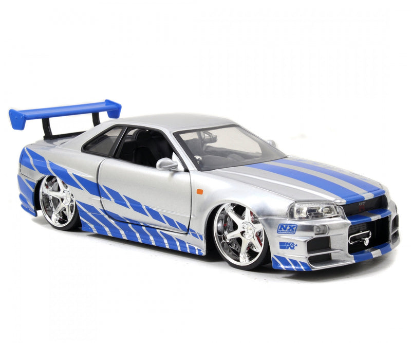 Load image into Gallery viewer, Fast &amp; Furious Nissan SKYLINE GT-R 2002 Grey/Blue JADA 1:24
