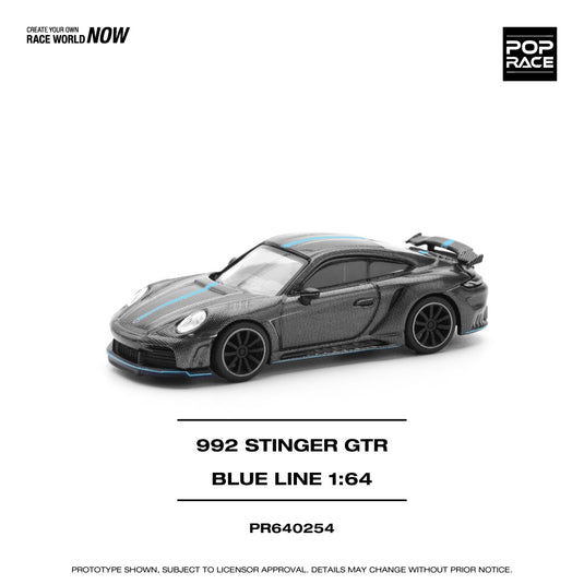 Porsche 992 Stinger GTR Carbon Edition *Blueline* Anthracite POP RACE 1:64