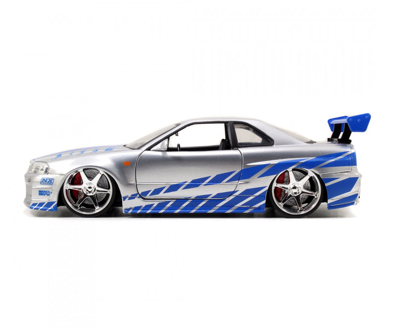Load image into Gallery viewer, Fast &amp; Furious Nissan SKYLINE GT-R 2002 Grey/Blue JADA 1:24
