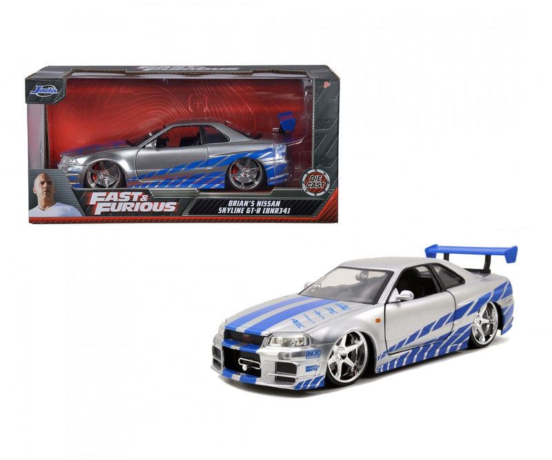 Load image into Gallery viewer, Fast &amp; Furious Nissan SKYLINE GT-R 2002 Grey/Blue JADA 1:24
