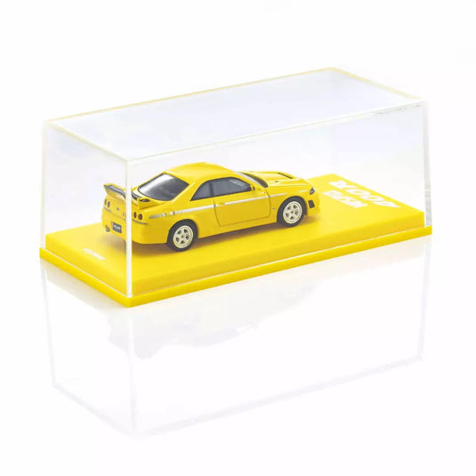 Nissan Skyline GT-R NISMO 400R R33 Jaune AVEC SYSTÈME LED 2003 + SYSTÈME DE BASE LED NOIR KYOSHO 1:64