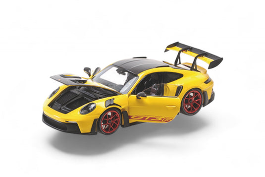 Porsche 911 (992) GT3RS 2024 JAUNE AVEC PACK WEISSACH AVEC ROUES ROUGES Édition limitée 400 pcs MINICHAMPS 1:18