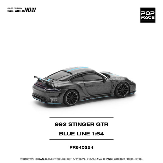 Porsche 992 Stinger GTR Carbon Edition *Blueline* Anthracite POP RACE 1:64
