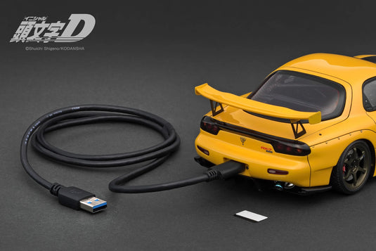 Mazda RX-7 (FD3S) Initial D "With LED light/USB Type-C cable is not included" YELLOW IGNITION MODEL 1:18