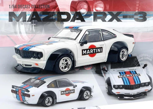 Mazda SAVANNA RX3 *Martini Racing* Livery White/Blue/Red INNO64 Models 1:64