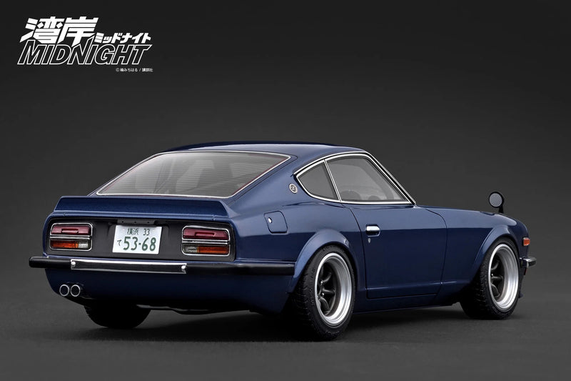 Chargez l&#39;image dans la visionneuse de la galerie, Nissan Fairlady Z (S30) *Wangen MINUIT* Devil&#39;s Z avec figurine de M. Akio Asakura Bleu IGNITION MODEL 1:18

