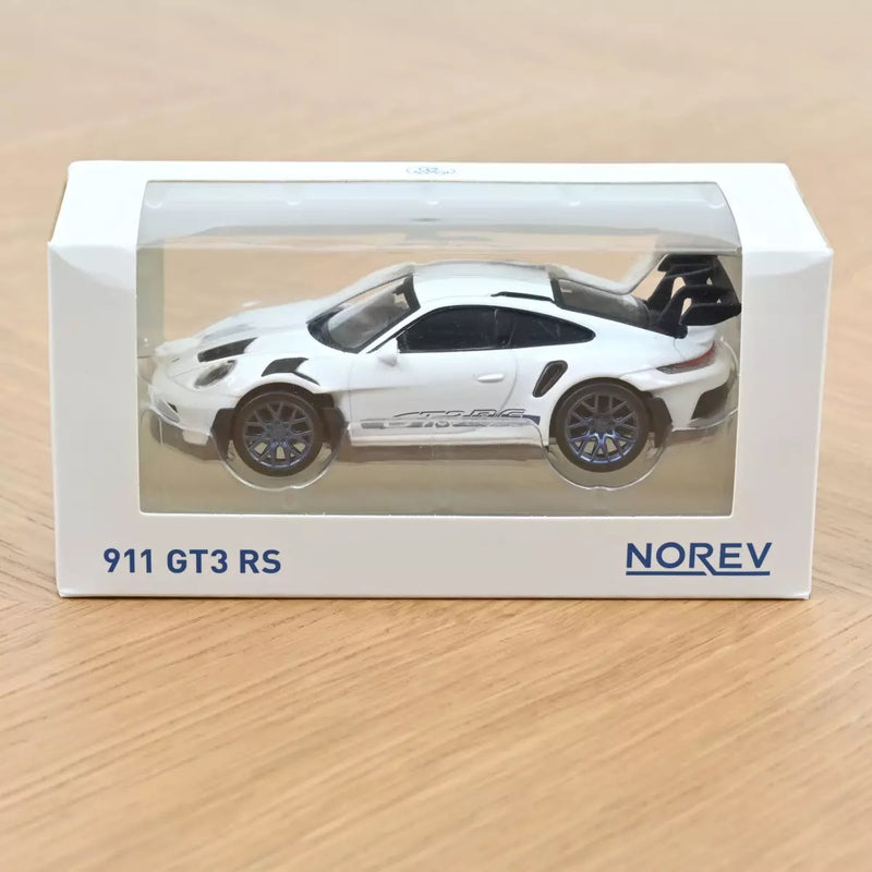 Load image into Gallery viewer, Porsche 911 GT3 RS 2022 White with blue Jet-car decals  NOREV 1:43
