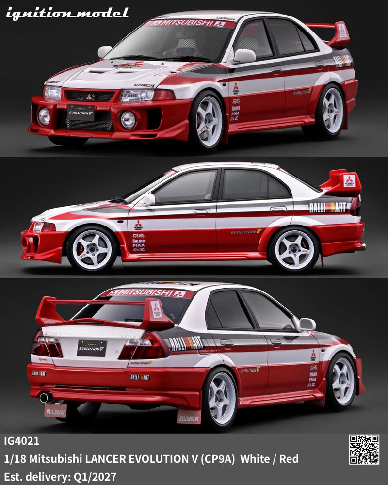 Chargez l'image dans la visionneuse de la galerie, MITSUBISHI LANCER EVOLUTION V (CP9A) BLANC/ROUGE IGNITION MODEL 1:18
