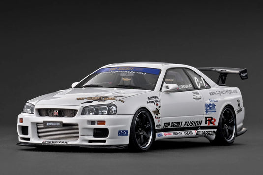 Nissan TOP SECRET 34GT-R (BNR34) Blanc IGNITION MODEL 1:18