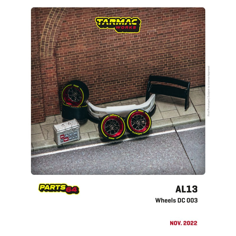 Load image into Gallery viewer, Wheels set Rotiform HUR, Chrome Red Designed for RWB Models TARMAC WORKS 1:64
