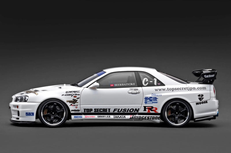 Chargez l&#39;image dans la visionneuse de la galerie, Nissan TOP SECRET 34GT-R (BNR34) Blanc IGNITION MODEL 1:18
