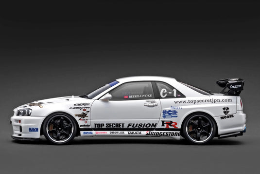 Nissan TOP SECRET 34GT-R (BNR34) Blanc IGNITION MODEL 1:18