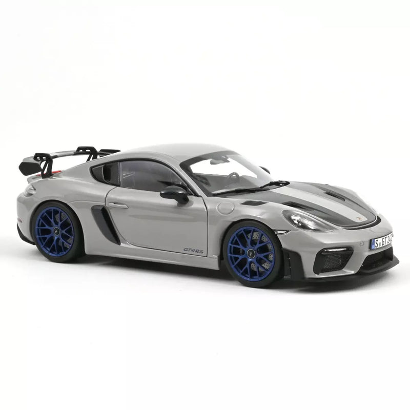 Chargez l'image dans la visionneuse de la galerie, Porsche CAYMAN GT4 RS AVEC KIT WEISSACH 2023 GRIS NOREV 1:18
