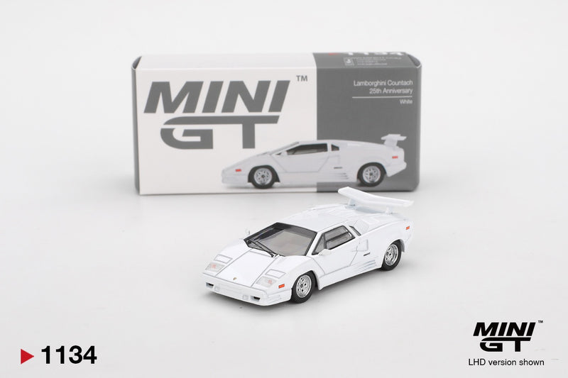 Load image into Gallery viewer, Lamborghini COUNTACH 25TH ANNIVERSARY WHITE 1989 (LHD) MINI GT 1:64
