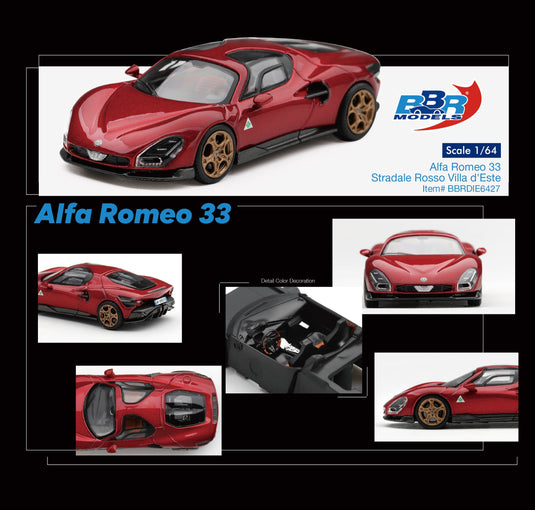 ALFA ROMEO 33 STRADALE RED VILLA D'ESTE 2025 BBR Models 1:64