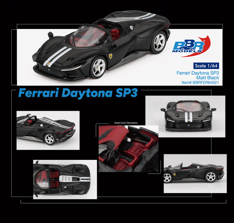 Laad de afbeelding in de Gallery-viewer, Ferrari DAYTONA SP3 MATZWART 2024 BBR Models 1:64

