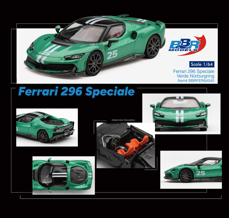 Load image into Gallery viewer, FERRARI 296 SPECIALE GREEN NÜRBURGRING 2025 BBR Models 1:64
