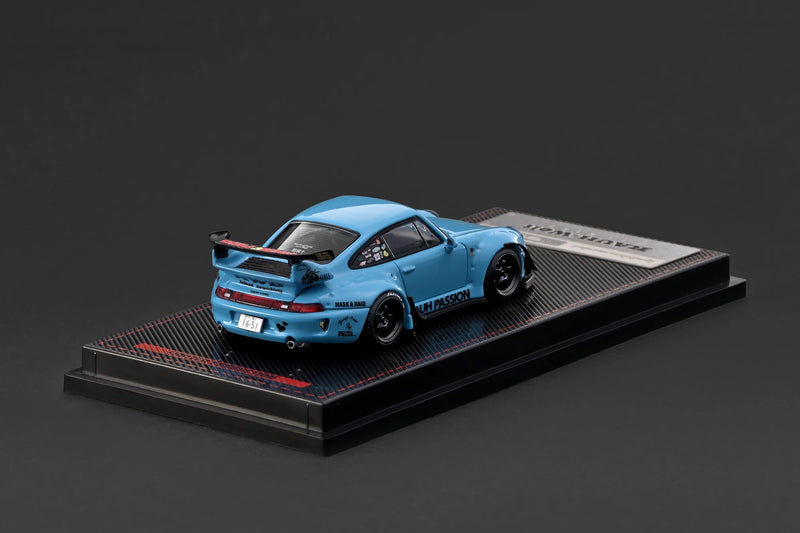 Laad de afbeelding in de Gallery-viewer, PORSCHE RWB 993 BLAUW IGNITION MODEL 1:64
