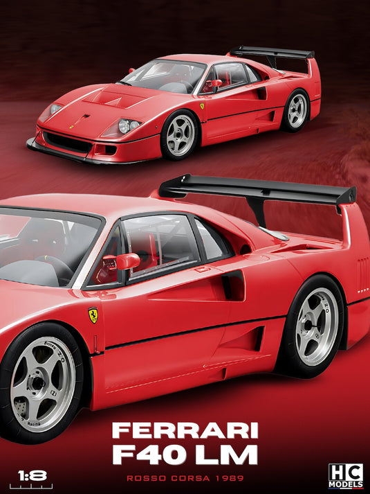 Ferrari F40 LM ROOD CORSA 1989 (BEPERKTE EDITIE 25 stuks) HC MODELS 1:8