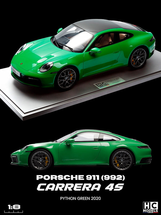 Porsche 911 (992) CARRERA 4S 2020 GROEN (BEPERKTE EDITIE 25 stuks) HC MODELS 1:8