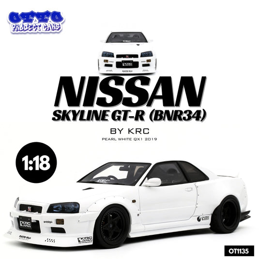 Nissan SKYLINE GT-R (BNR34) VAN KRC PARELWIT QX1 2019 OTTOmobile 1:18