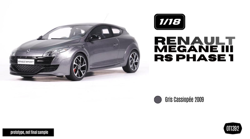 Load image into Gallery viewer, RENAULT MEGANE III RS PHASE 1 GREY CASSIOPÉE 2009 OTTOmobile 1:18
