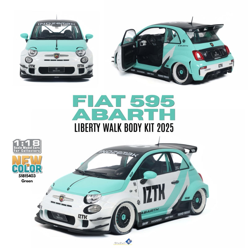 Laad de afbeelding in de Gallery-viewer, FIAT 595 ABARTH LIBERTY WALK BODY KIT 2025 SOLIDO 1:18
