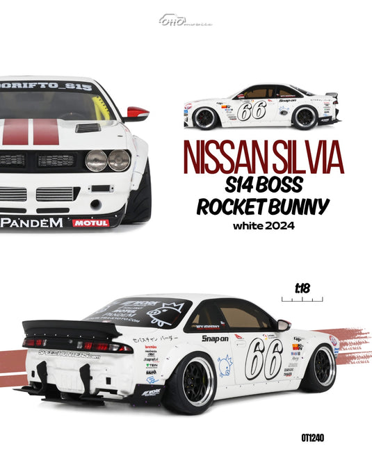 Nissan SILVIA S14 BOSS ROCKET BUNNY WIT 2024 OTTOmobile 1:18