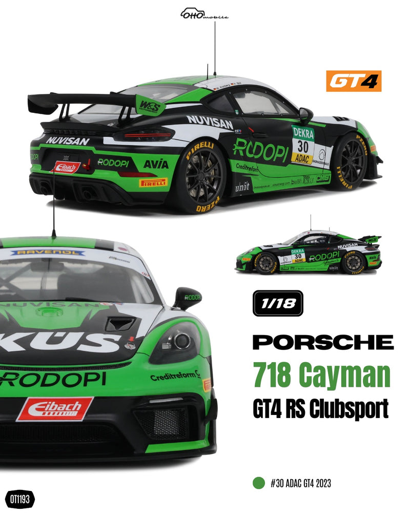 Load image into Gallery viewer, PORSCHE CAYMAN 718 GT4 RS CLUBSPORT BLACK #30 ADAC GT4 2023 OTTOmobile 1:18

