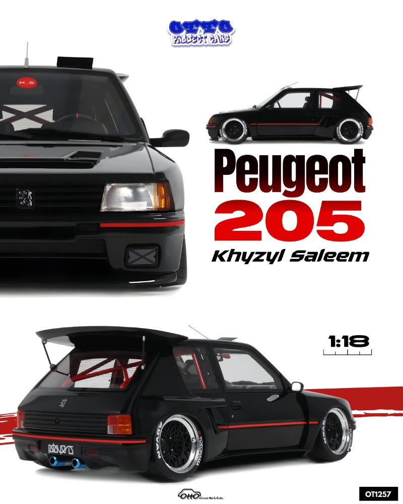 Laad de afbeelding in de Gallery-viewer, Peugeot 205 KHYZYL SALEEM ZWART 2018 OTTOmobile 1:18
