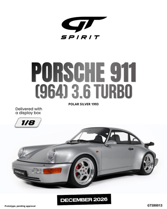 PORSCHE 911 (964) 3.6 TURBO POLAR ZILVER 1993 GT SPIRIT 1:8