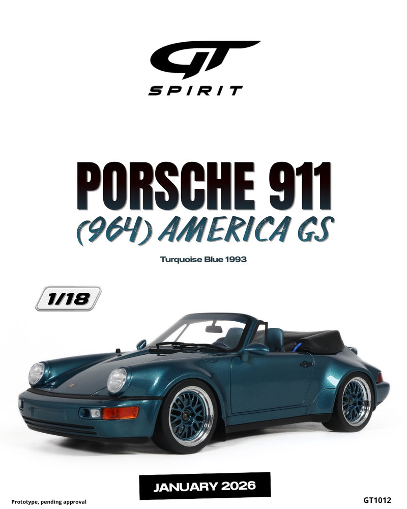 Laad de afbeelding in de Gallery-viewer, PORSCHE 911 (964) AMERICA GS TURQUOISE BLAUW 1993 GT SPIRIT 1:18
