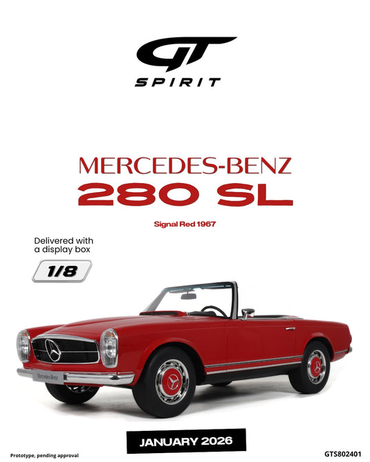 MERCEDES-BENZ 280 SL SIGNAL RED 1967 GT SPIRIT 1:8