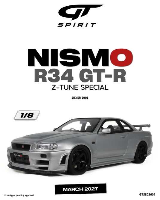 NISMO R34GT-R Z-TUNE SPECIAL SILVER 2005 GT SPIRIT 1:8
