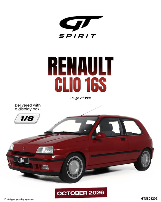 RENAULT CLIO 16S RED 1991 GT SPIRIT 1:8