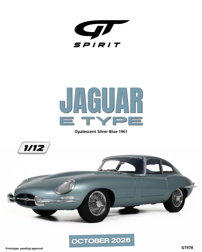 Load image into Gallery viewer, JAGUAR E TYPE OPALESCENT SILVER BLUE 1961 GT SPIRIT 1:12
