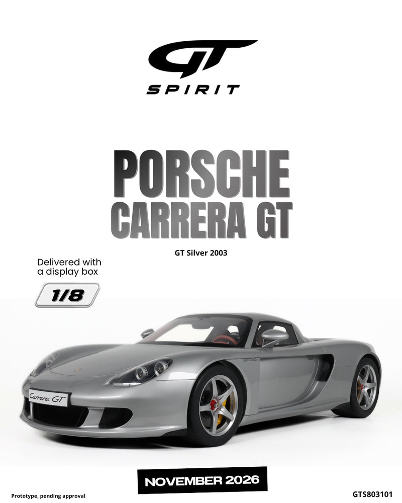 Laad de afbeelding in de Gallery-viewer, PORSCHE CARRERA GT ZILVER 2003 GT SPIRIT 1:8
