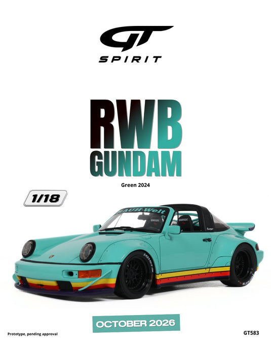 PORSCHE RWB GUNDAM GROEN 2024 GT SPIRIT 1:18