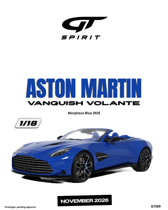 ASTON MARTIN VANQUISH VOLANTE MORPHEUS BLAUW 2025 GT SPIRIT 1:18