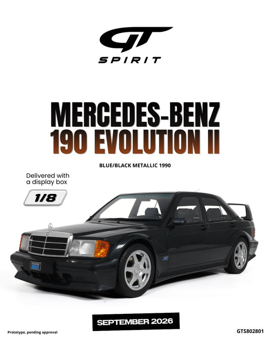MERCEDES-BENZ 190 EVOLUTION II BLUE/BLACK METALLIC 1990 GT SPIRIT 1:8