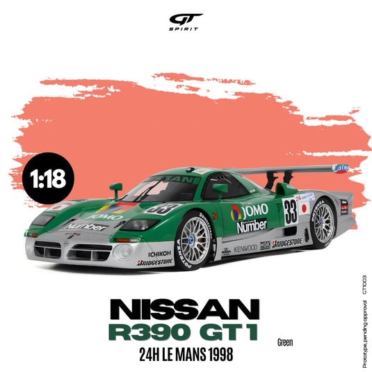 Nissan R390 GT1 LE MANS 1998 GREEN 1998 GT SPIRIT 1:18