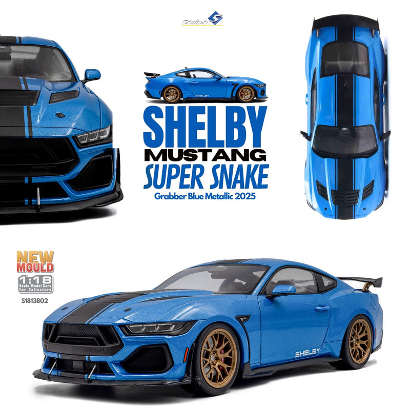 Load image into Gallery viewer, Ford SHELBY MUSTANG SUPER SNAKE GRABBER BLUE METALLIC 2025 SOLIDO 1:18
