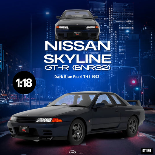 Nissan SKYLINE GT-R (BNR32) BLEU FONCÉ NACRÉ TH1 1993 OTTOmobile 1:18