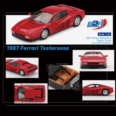 Ferrari TESTAROSSA ROOD 1987 BBR Models 1:64
